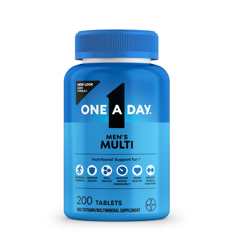 One A Day Multivitamin for Men - Daily Mens Multivitamins with Vitamin D, Zinc, Folic Acid, and B Vitamins, Physical Energy Support, 200 Count Men's 200ct