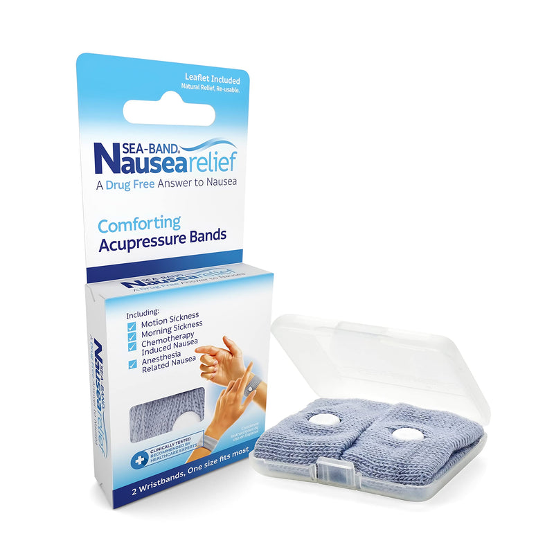 [Australia] - Sea-Band Anti-Nausea Acupressure Wristband for Motion & Morning Sickness, 1 Pair, Gray 2 Count (Pack of 1) 