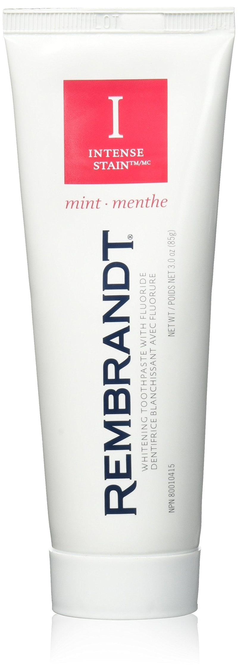 Rembrandt Toothpaste, Intense Stain, Mint Flavor, 3.52-Ounce Tubes (Pack of 3) 3.52 Ounce (Pack of 3)