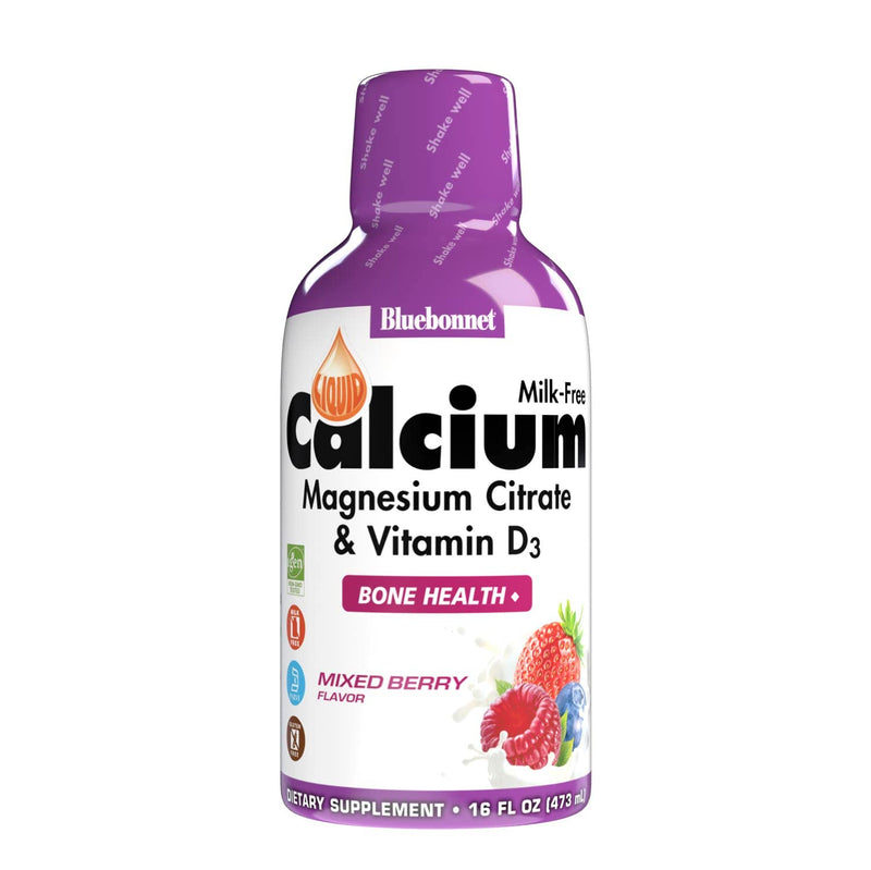 [Australia] - Bluebonnet Nutrition Liquid Calcium Citrate, Magnesium, Vitamin D3, Bone Health, Gluten Free, Soy Free, Milk Free, Kosher, 16 fl oz, 32 Servings, Mixed Berry Flavor 16 Fl Oz (Pack of 1) 