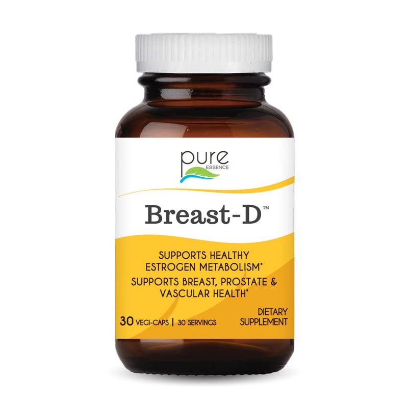 Breast D by Pure Essence - Natural Supplement for Estrogen Balance, Hormonal Acne, and Menopause Support with Vitamin D3, Calcium, Green Tea & Lycopene - 30 Capsules 30 Count (Pack of 1)