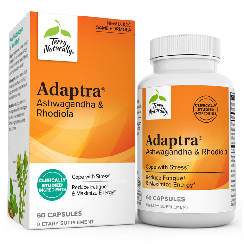 [Australia] - Terry Naturally Adaptra - 60 Capsules - Ashwagandha & Rhodiola Supplement - Non-GMO, Gluten Free - 60 Servings Standard Packaging 