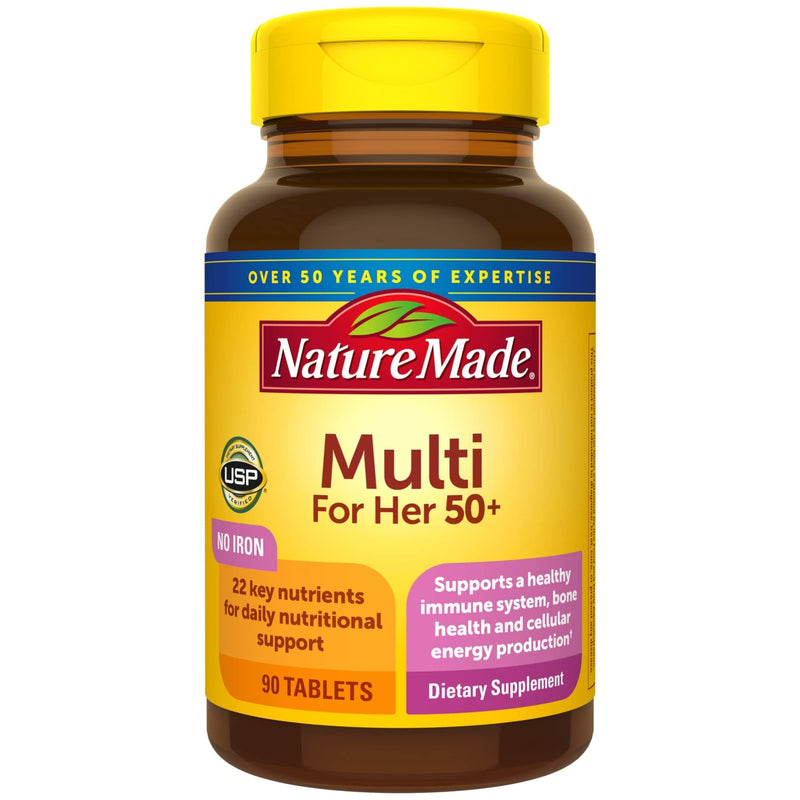 [Australia] - Nature Made Multivitamin For Her 50+ with No Iron, Womens Multivitamin for Daily Nutritional Support, Multivitamin for Women, 90 Tablets, 90 Day Supply 90 Count (Pack of 1) 