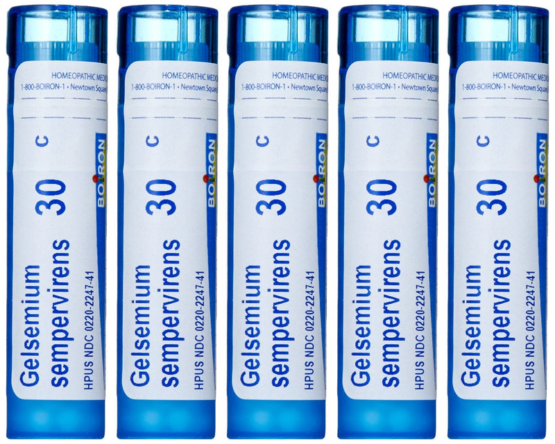 Boiron Gelsemium Sempervirens 30C (Pack of 5), Homeopathic Medicine for Stage Fright, Apprehension and Fever,5 Count (Pack of 1)