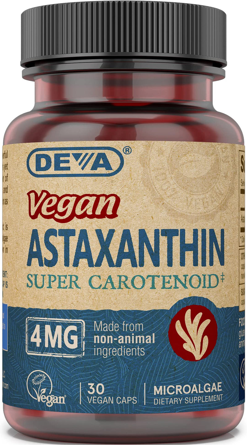 [Australia] - DEVA Nutrition Vitamins Astaxanthin 4mg, Vegan, Made from Haematococcus Pluvialis Microalgae, 30 Capsules, 2-Pack 30 Count (Pack of 2) 