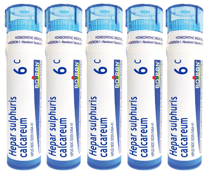 Boiron Hepar Sulphuris Calcareum 6C, Homeopathic Medicine for Cough (Pack of 5)