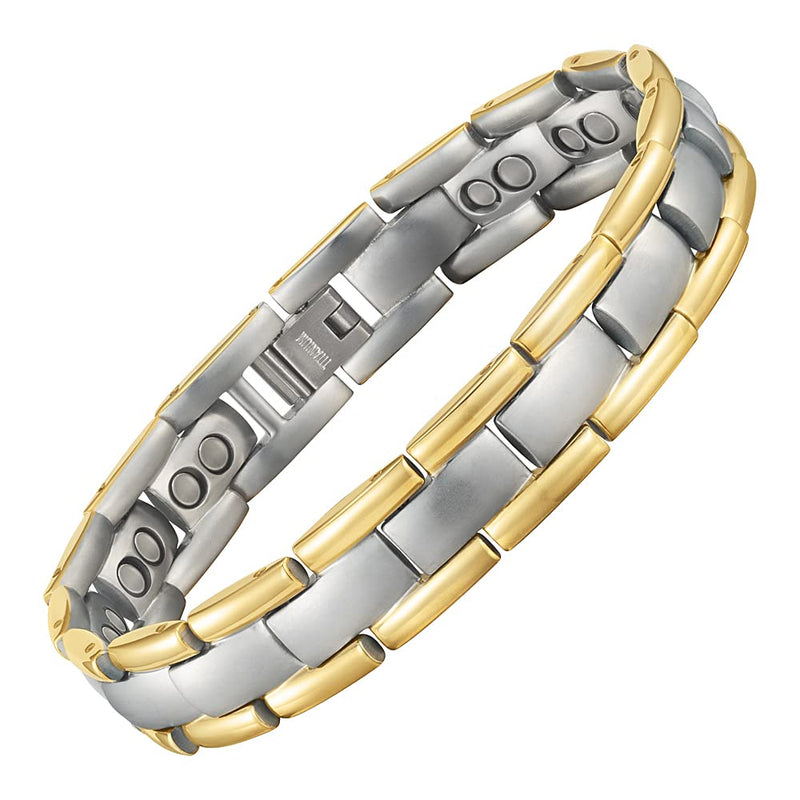 [Australia] - Willis Judd Double Strength Magnetic Bracelet for Men - Adjustable Length with Sizing Tool Two Tone 
