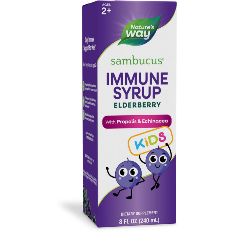[Australia] - Nature's Way Sambucus Elderberry Immune Syrup for Kids Ages 2+, with Echinacea & Propolis, Daily Immune Support*, Vegetarian, Berry Flavored, 8 Fl Oz (Packaging May Vary) 8 Fl Oz (Pack of 1) 