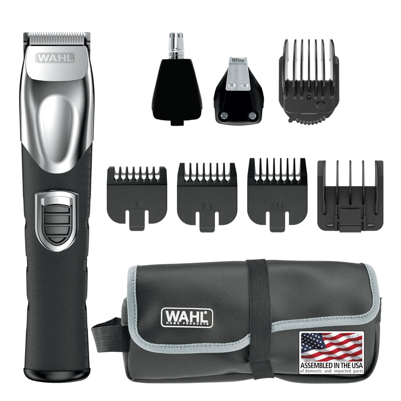 [Australia] - Wahl USA Rechargeable Lithium Ion All in One Beard Trimmer for Men with Detail and Ear & Nose Hair Trimmer Attachment – Model 9854-600B 