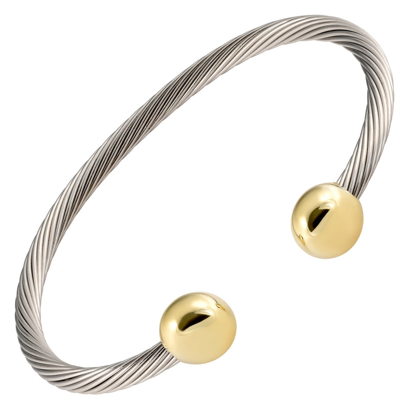 [Australia] - 2 Tone All Stainless Steel Magnetic Bracelet High Power Medium – Wrist Size 6.75” – 7.5” 