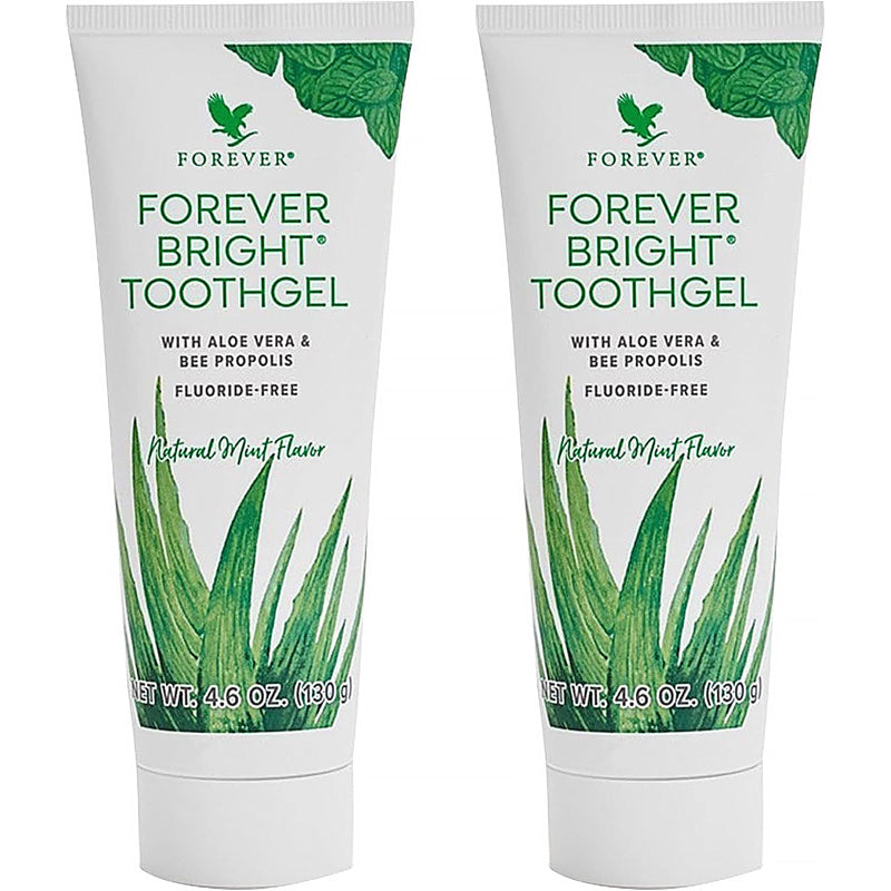 [Australia] - Forever Living - Bright Toothgel, Fluoride-Free Aloe Vera Gel with Bee Propolis, Peppermint-Spearmint Flavor, 4.6 oz, 2 Pack Mint 4.6 Ounce (Pack of 2) 