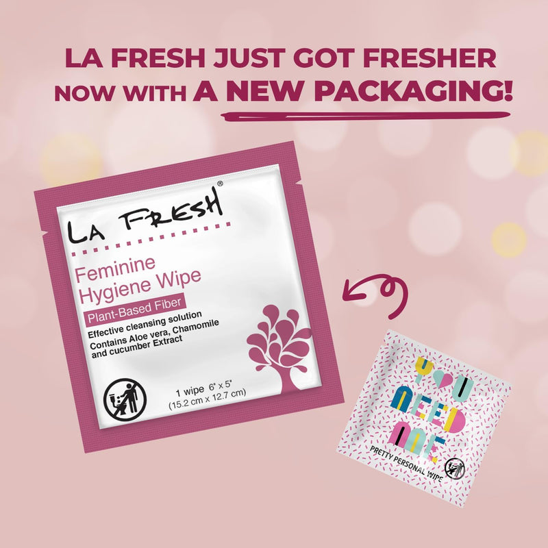 LA Fresh Feminine Wipes with Aloe Vera, Chamomile Extract, Cucumber, and Vitamin E - Pack of 50 ct Wipes for Women 50 Count (Pack of 1)