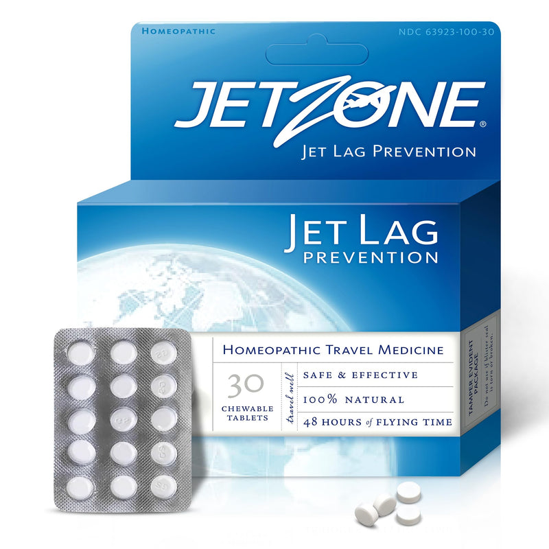 Jet Lag Remedy - Business & Vacation Homeopathic Travel Aid – Trusted for Over 18 Years - Immune – Circadian Rhythm - Fatigue – Exhaustion – Tired - Insomnia – Covers 48hrs Flying Time - 30 Chewables 30 Count (Pack of 1)