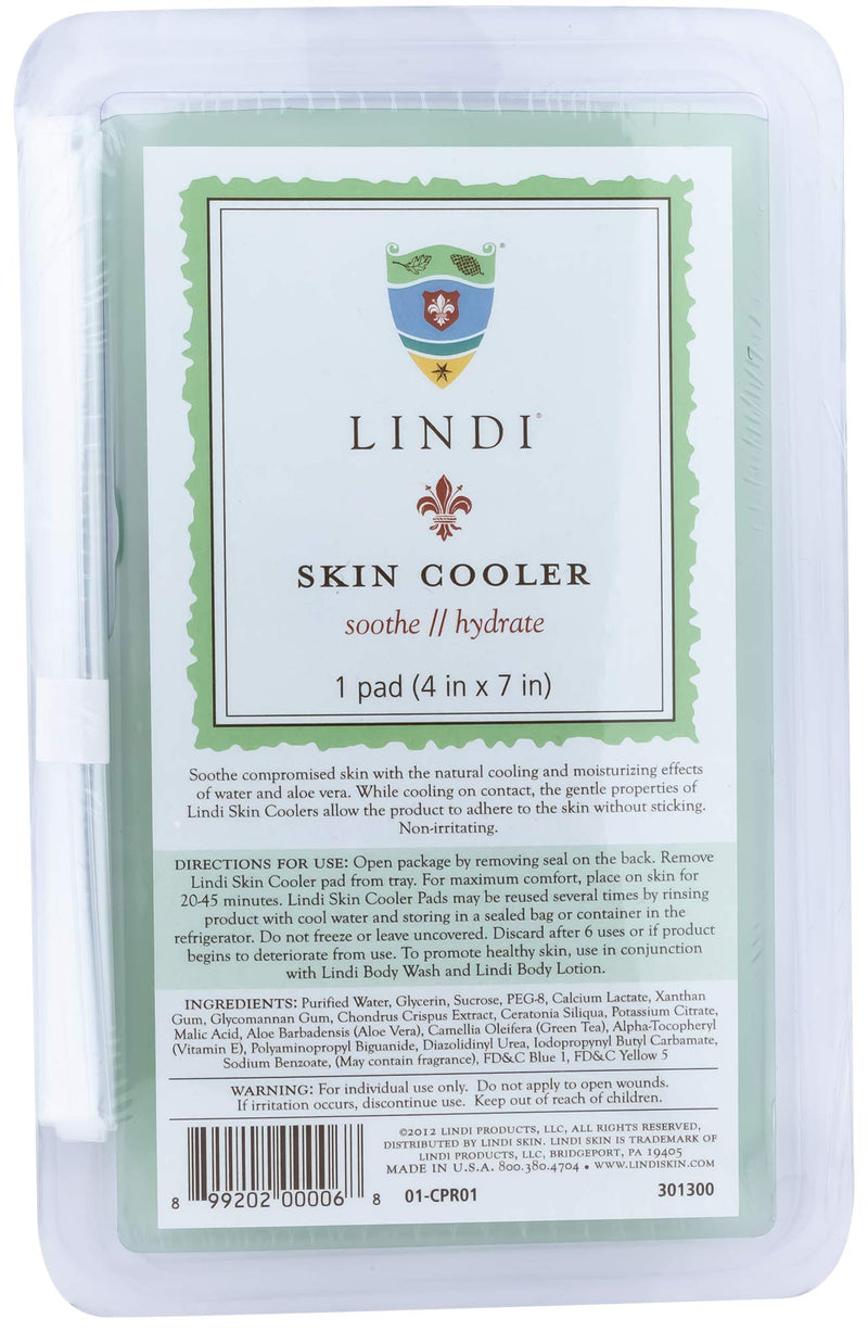 [Australia] - LINDI SKIN Cooler Pad - Cooling Hydro-Gel Formulated To Reduce Redness and Inflammation - Infused with Aloe Vera and Green Tea To Sooth & Relieve Radiation Burns (1 Pack, 4x7 inch) 