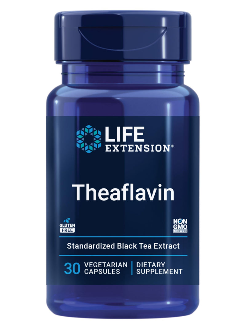 Life Extension Theaflavin Standardized Extract – Tea Leaf Flavonoids, Arterial Health Support, Helps Maintain Already-Heathy Cholesterol – Gluten-Free, Non-GMO, Vegetarian – 30 Capsules Standard Packaging