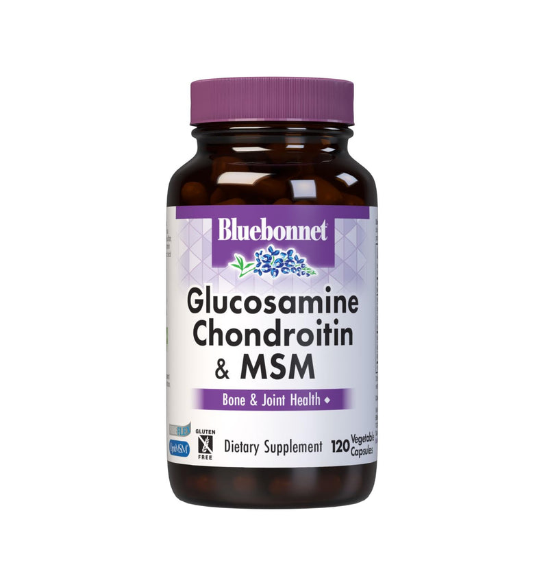 [Australia] - Bluebonnet Nutrition Glucosamine Chondroitin & MSM, Glucosamine, Bone & Joint Health*, Non-GMO, Gluten-Free, Soy-Free, Dairy-Free, 120 Vegetable Capsules, 40 Servings 