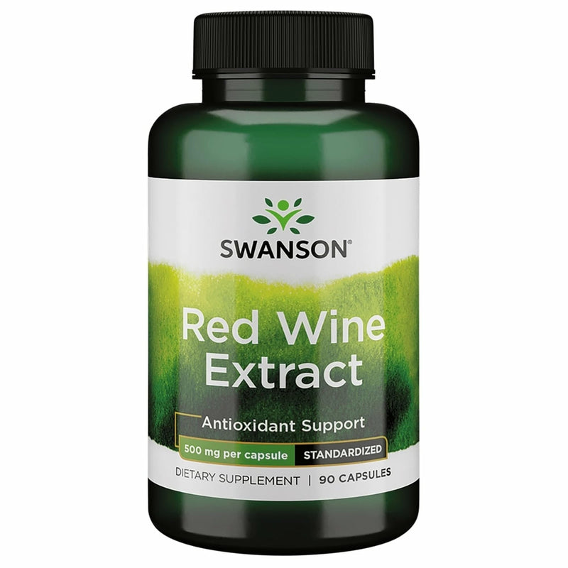 Swanson Red Wine Extract Antioxidant Support 500 mg, 90 Capsules | Delivers the Health Benefits of Red Wine Alcohol Free, Loaded with Polyphenols for Total Cardiovascular System Health