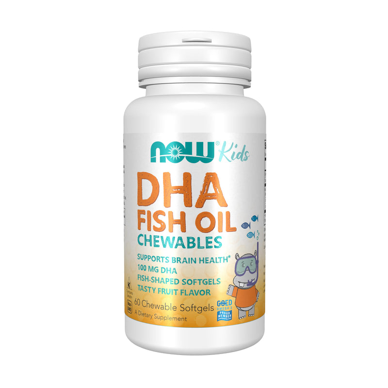 [Australia] - NOW Foods Supplements, DHA Kids 100 mg, Supports Brain Health*, Fruit Flavor, 60 Chewable Softgels, packaging may vary 