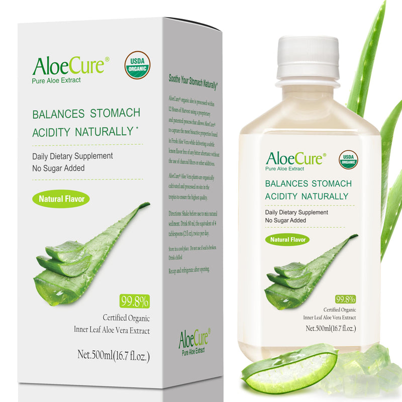 [Australia] - AloeCure USDA Organic Aloe Vera Juice Made Within 12 Hrs of Harvest - Pure Aloe Juice Natural Digestive Supplement to Support Digestion, Immune System and Balanced Stomach Acidity, 500ml Bottle 1 
