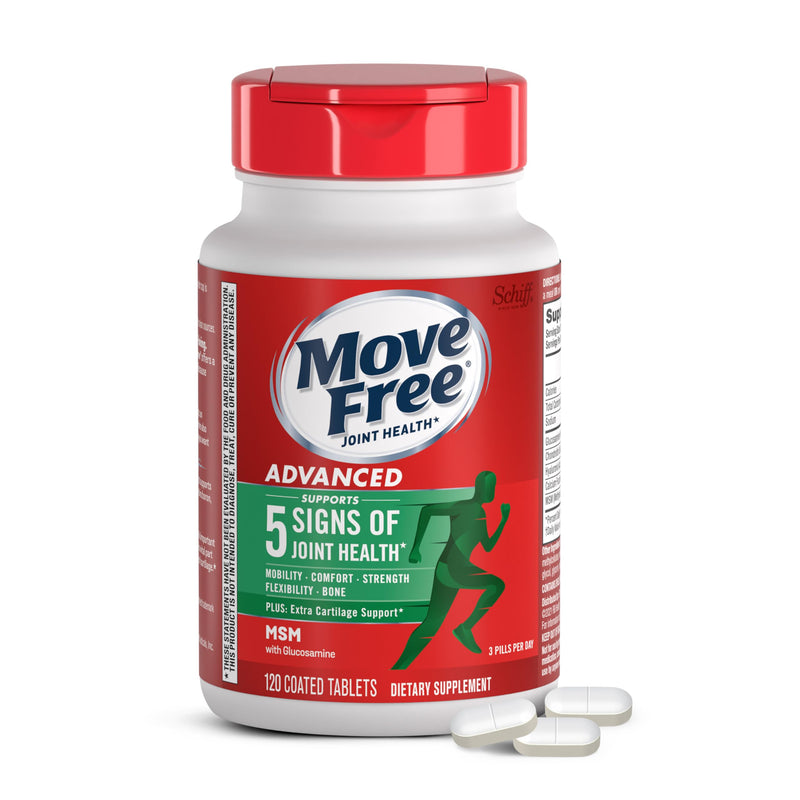 Move Free Advanced Joint Support, Glucosamine, Chondroitin + MSM - 120 ct | Supports Mobility Comfort Strength Flexibility & Bone, 40 Servings, Bone & Joint Support Supplement tablets, Fruitx-B 1