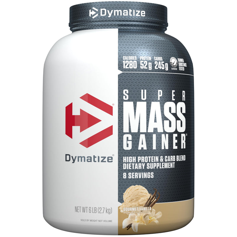 Dymatize Super Mass Gainer Protein Powder, Gourmet Vanilla, 52g Protein, 1g Creatine, 1280 Calories, 10.7g BCAAs, 245g Carbs, Contains Whey Protein Powder, Isolate, and Casein (8 Servings) 6 Pound (Pack of 1)