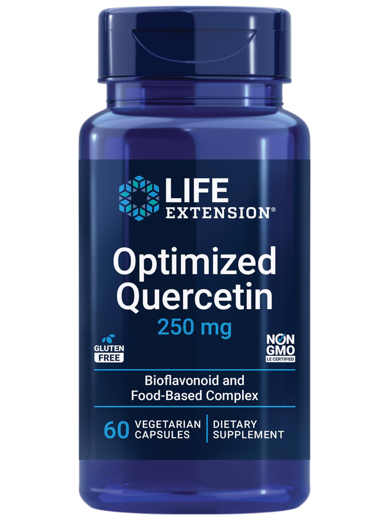 Life Extension Optimized Quercetin 250 mg Supports Immune Health, Heart Health, Non-GMO, Gluten Free - 60 Vegetarian Capsules | 250 mg Quercetin with 30 mg Vitamin C & Bioflavonoids for Immune & Cholesterol Health Support, Gluten-Free & Non-GMO