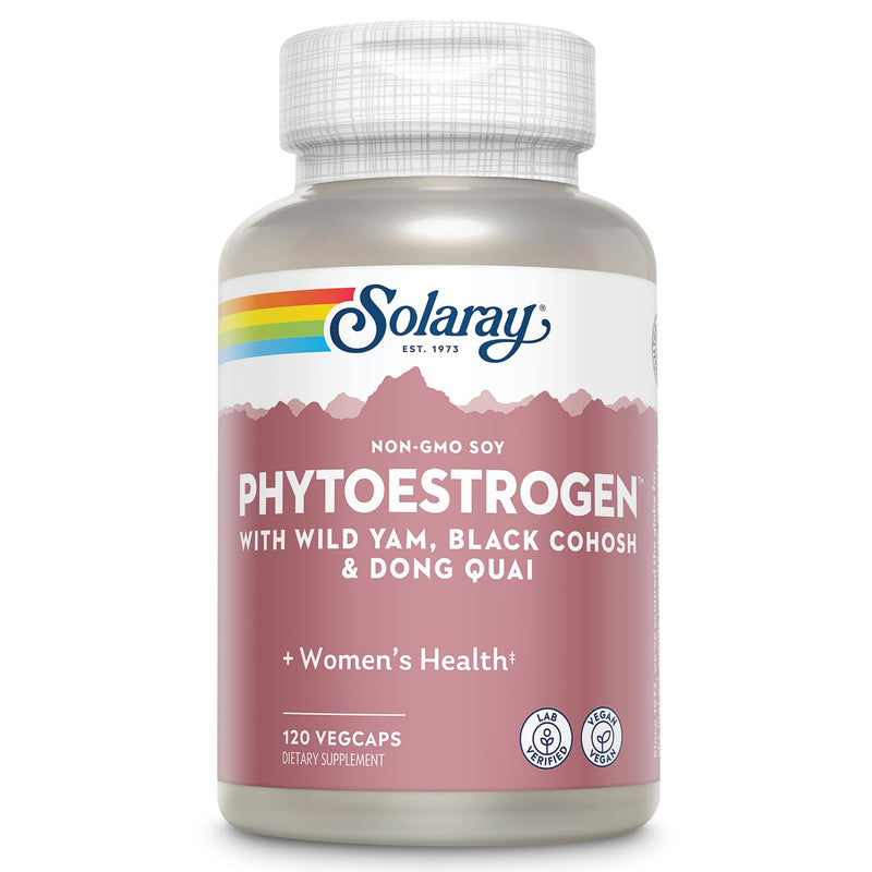 [Australia] - SOLARAY PhytoEstrogen Menopause Supplements - Wild Yam, Black Cohosh, and Dong Quai Estrogen Pills for Women's Health - Vegan, Lab Verified, 60-Day Guarantee (30 Servings, 120 VegCaps) 120 Count (Pack of 1) 