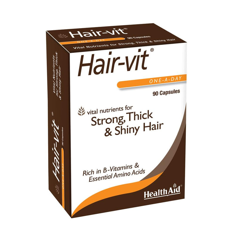 HealthAid Hair-VIT Hair Support Supplement – Once Daily Formula with Biotin, B-Complex Vitamins & Amino Acids – Helps Support Strong, Thick & Healthy-Looking Hair – for Men & Women – 90 Capsules*