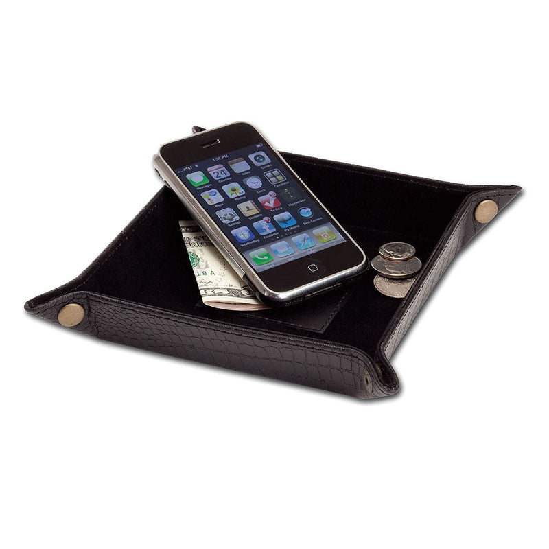 Dacasso Crocodile Leather Travel Caddy, Black (A2488)
