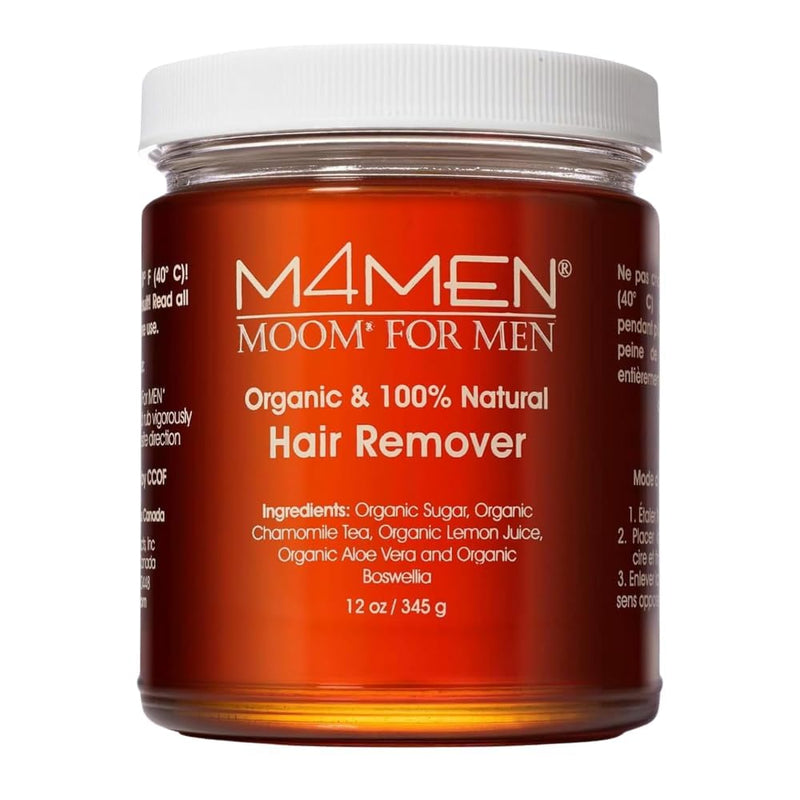 [Australia] - MOOM Organic Hair Removal Sugar Wax for Men with Aloe Vera & Chamomile – Soft Wax for Sensitive Skin & Men Hair - Perfect for Back, Chest, Eyebrow & Body - 12 oz Jar (Strips & Sticks NOT Included) Men wax 12 Ounce (Pack of 1) 