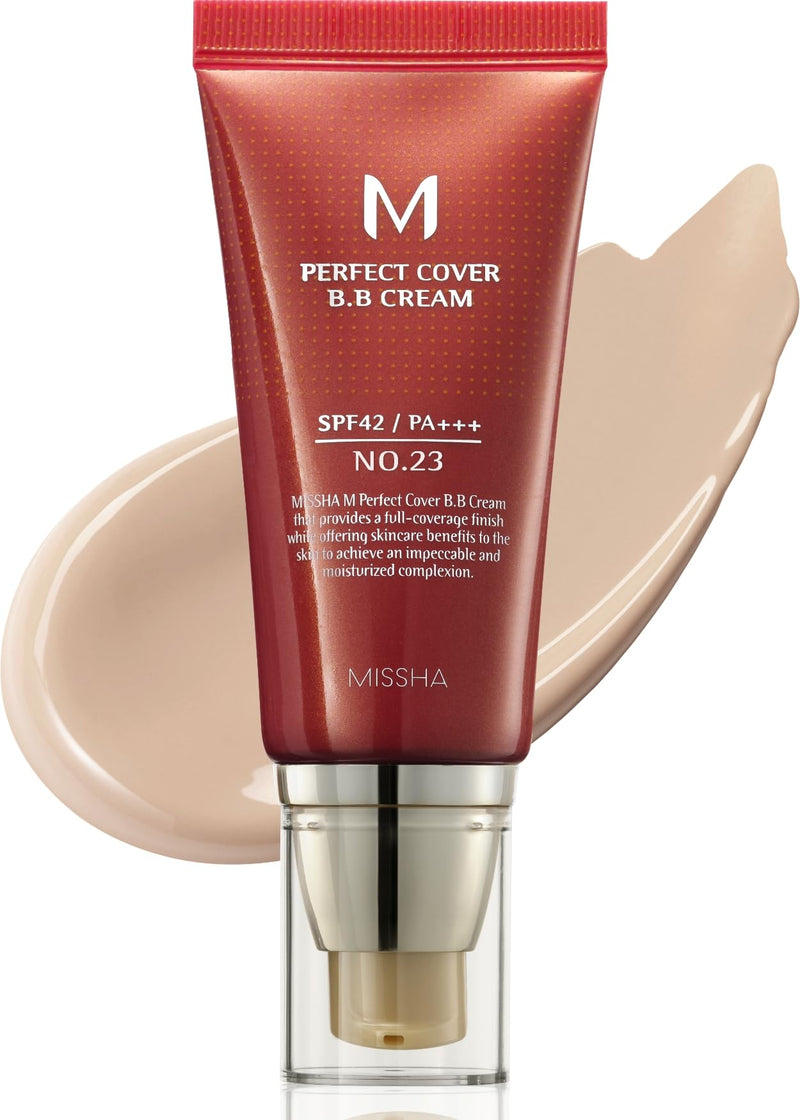 [Australia] - MISSHA M Perfect Cover BB Cream No.23 Natural Beige -Light/Medium with Cool/Neutral Undertone SPF 42 PA +++ 1.69 Fl Oz - Tinted Moisturizer for face with SPF 1.69 Fl Oz (Pack of 1) No.23 (Natural Beige) 