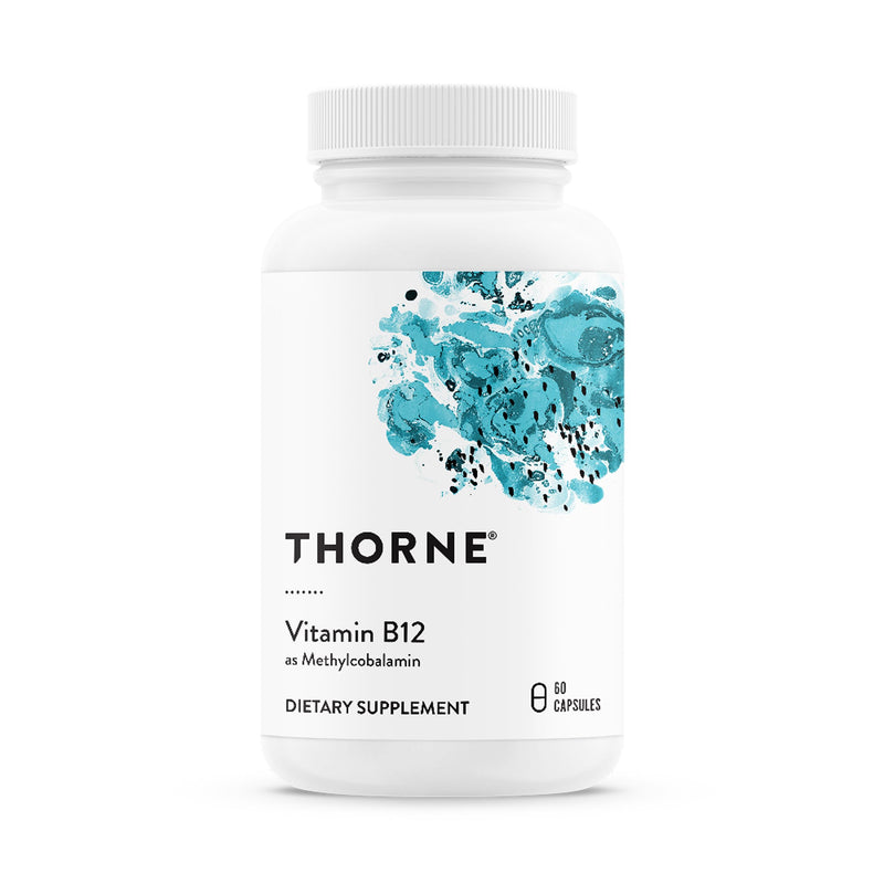 THORNE - Vitamin B12 - as Methylcobalamin - Supports Heart & Nerve Health, Blood Cell Function, Restful Sleep & Methylation* - Third-Party Certified - Gluten, Dairy & Soy-Free - 60 Capsules Standard Packaging