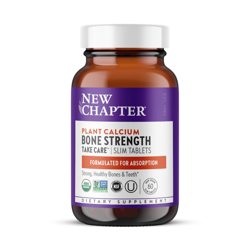 New Chapter Bone Strength Take Care Supplement, 60 Slim Tablets | Clinically Studied Plant Calcium from Red Marine Algae for Bone and Heart Health, Vegan, Organic, and Gluten Free 60 Count (Pack of 1)