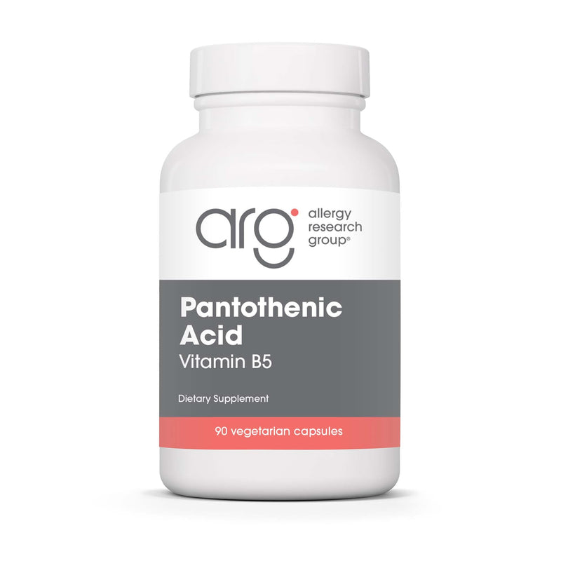 ARG Pantothenic Acid 500 mg Vitamin B5, Metabolic, 90 Count | 500 mg Vitamin B5 in Hypoallergenic Vegetarian Capsules for Metabolism and Adrenal Gland Support, 90 Servings
