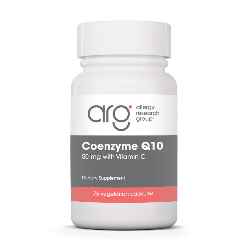 ARG Coenzyme Q10 50 mg Heart Health, 75 Vegetarian Capsules | Delivers 50 mg CoQ10 with Vitamin C for Cellular Energy Production, Antioxidant Activity and Heart Wellness