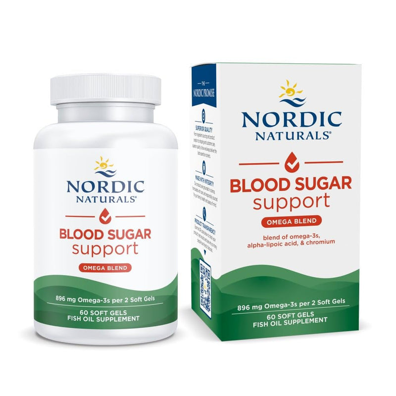 [Australia] - Nordic Naturals Omega Blood Sugar, Lemon - 60 Soft Gels - 896 mg Omega-3 + Alpha-Lipoic Acid & Chromium - Metabolism - Non-GMO - 30 Servings 