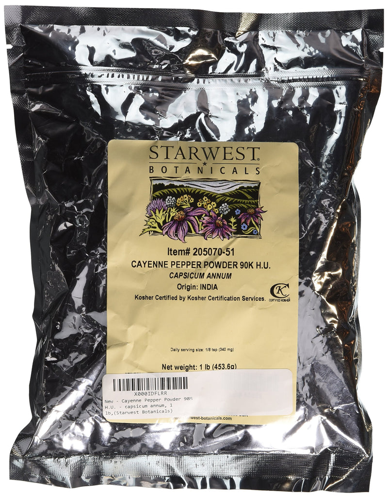 [Australia] - Cayenne Pepper Powder 90K H.U. - capsicum annum, 1 lb,(Starwest Botanicals) 