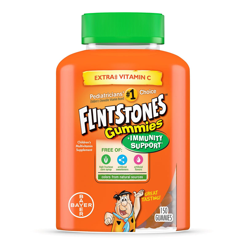 Flintstones Gummies Kids Vitamins with Immunity Support*, Kids and Toddler Multivitamin with Vitamin C, Vitamin D, B12, Zinc & more, Orange 150ct 150 Count (Pack of 1)