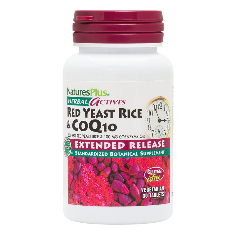 [Australia] - Natures Plus Herbal Actives Red Yeast Rice 600mg & CoQ10 100mg, Extended Release - 30 Vegan Tablets - Maximum Potency Supplement, Antioxidant - Vegetarian, Gluten-Free - 30 Servings 1 