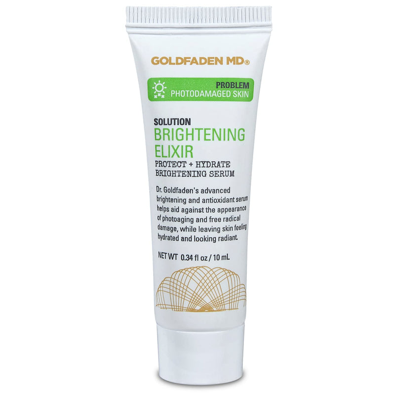 Goldfaden MD Brightening Elixir Serum, .34 fl oz | Trial size serum with vitamin C and ferulic acid for radiant, even-toned looking skin. 0.34 Fl Oz (Pack of 1)