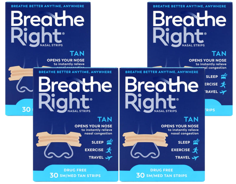 [Australia] - Breathe Right Nasal Strips Original Tan Small/Medium 30 ea (Pack of 4) 