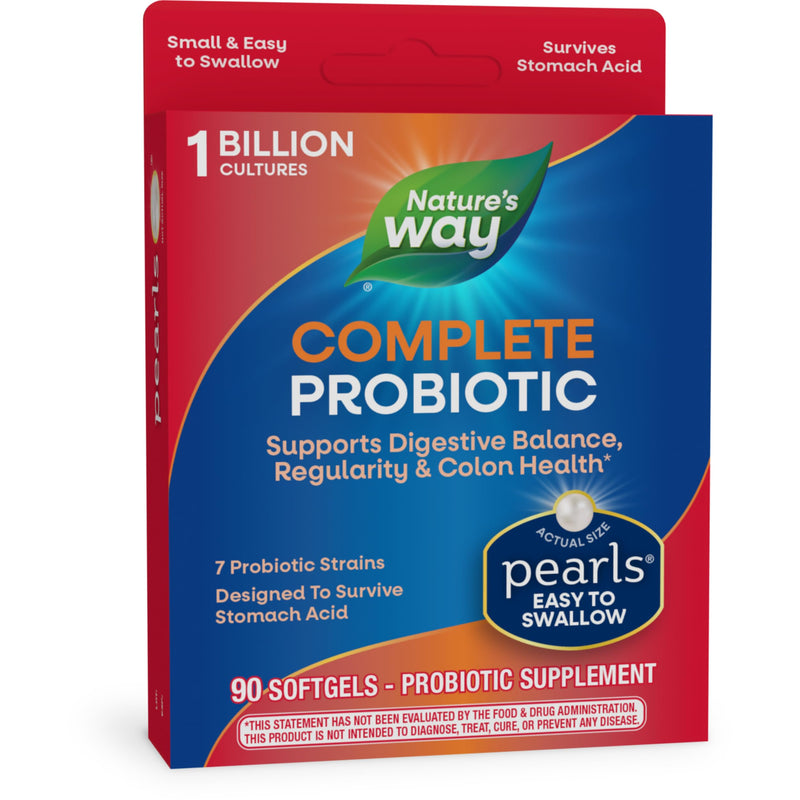 [Australia] - Nature's Way Complete Probiotic Pearls, Supports Digestive Balance*, 1 Billion Live Cultures, Supplement for Men and Women, No Refrigeration Required, 90 softgels (Packaging May Vary) 90 Count (Pack of 1) Probiotic Pearl 