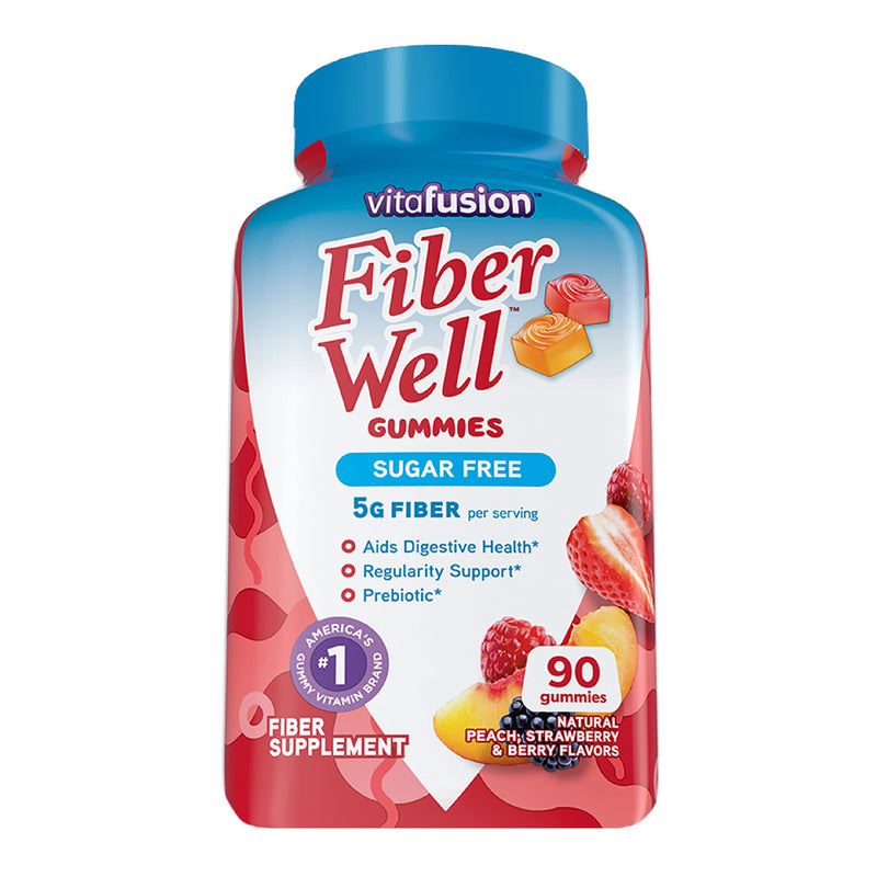 [Australia] - Vitafusion Fiber Well Sugar Free Fiber Supplement, Peach, Strawberry And Blackberry Flavored Supplements, 90 Count 