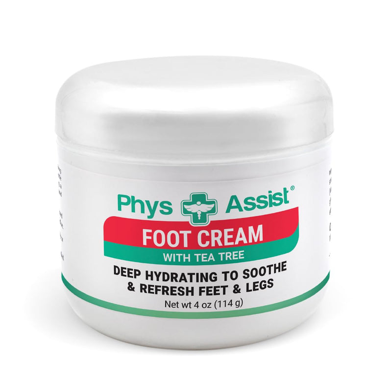 PhysAssist Foot Cream with Tea Tree – Deep Hydrating Foot & Leg Cream for Dry, Tired & Sensitive Skin – Refreshing Moisture Support with Peppermint, Menthol & Vitamin E – 4 oz Jar | For Dry, Tired & Sensitive Feet & Legs - Cooling Refresh with Peppermi...