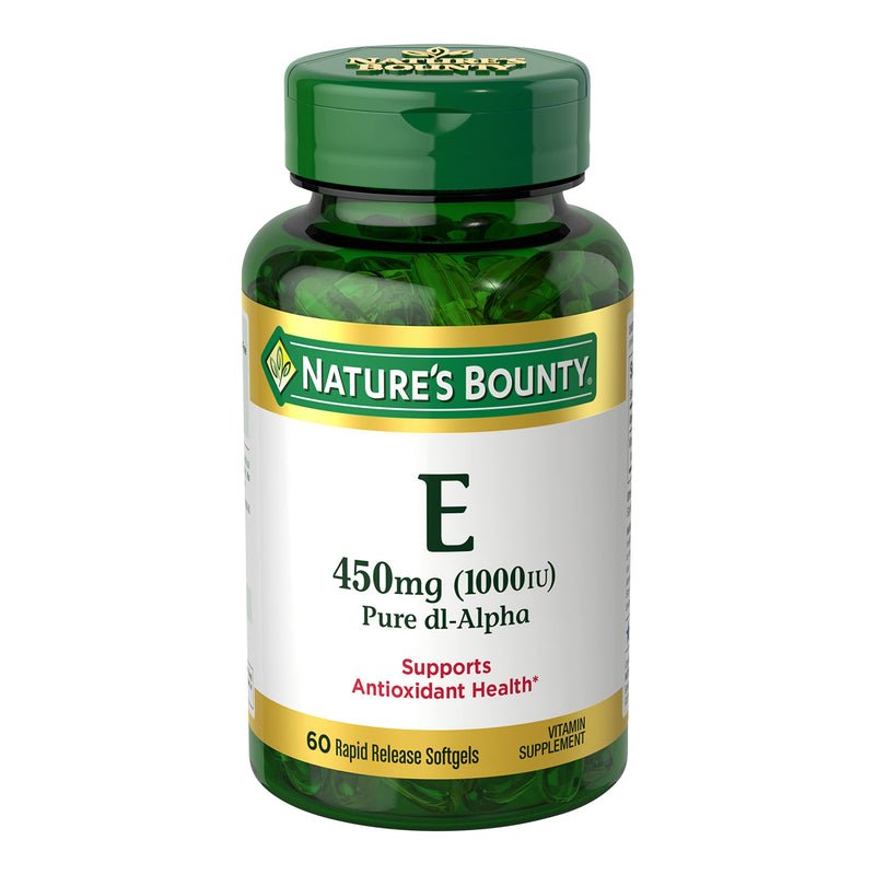 Nature's Bounty Vitamin E 1000 IU Softgels, 60 Count 60 Count (Pack of 1)