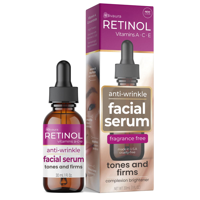 LIVAURA Retinol Face Serum for Women - Anti Aging Serum for Dark Spots | Retinol serum for face with Vitamin C and E - anti aging brightening serum for wrinkles, dark spots and dull skin