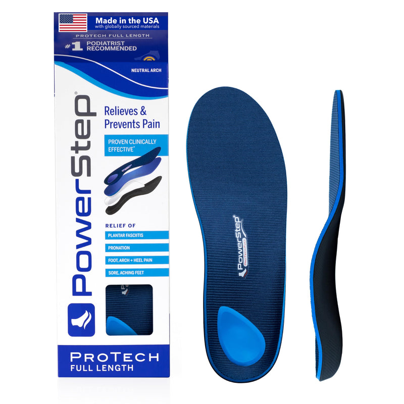 [Australia] - PowerStep ProTech Full Length Orthotic Insoles - Medical Grade Arch Support Inserts for Relieving & Preventing Plantar Fasciitis + Heel Pain - Maximum Cushioning + Memory Foam Orthotics White Men's 7-7.5 / Women's 9-9.5 
