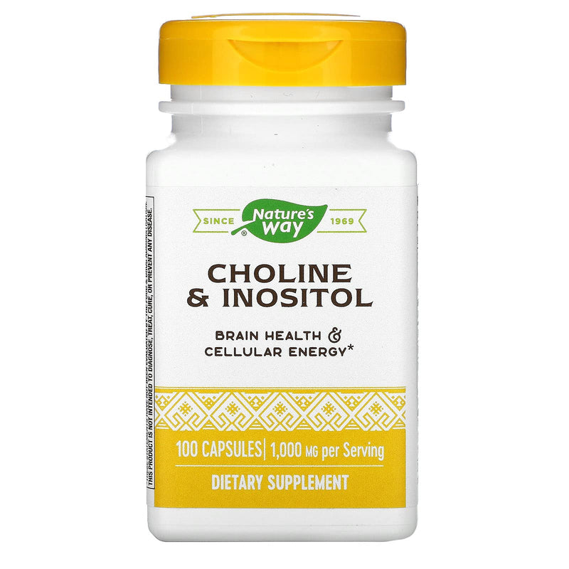 [Australia] - Nature's Way Choline & Inositol, Supports Brain Health & Cellular Energy*, 500 mg Choline & 500 mg Inositol per 2-capsule serving, Gluten Free, 100 Capsules (Packaging May Vary) 