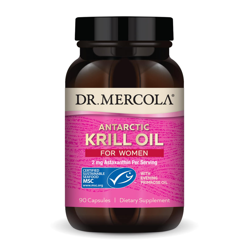 [Australia] - Dr. Mercola Krill Oil for Women - 2 mg Astaxanthin - MSC Certified Sustainable - Supports Brain, Skin & Immune Systems - with Omega-3s - Non-GMO, Gluten-Free & Soy-Free - 90 Capsules (30 Servings) Unflavored 90 Count (Pack of 1) 