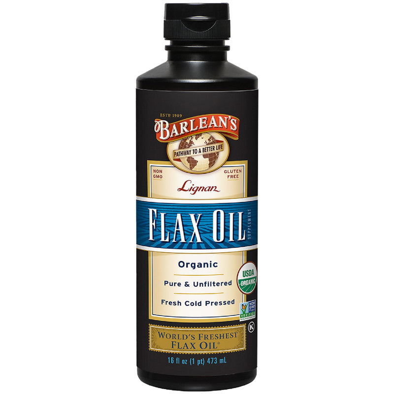 [Australia] - Barlean's Lignan Flaxseed Oil from Cold-Pressed Flaxseeds - 7,230 mg ALA Omega-3 Fatty Acids for Improving Heart Health - Vegan, USDA Organic, Non-GMO, Gluten-Free - 16 oz Lignan Flax Oil - 16 oz 